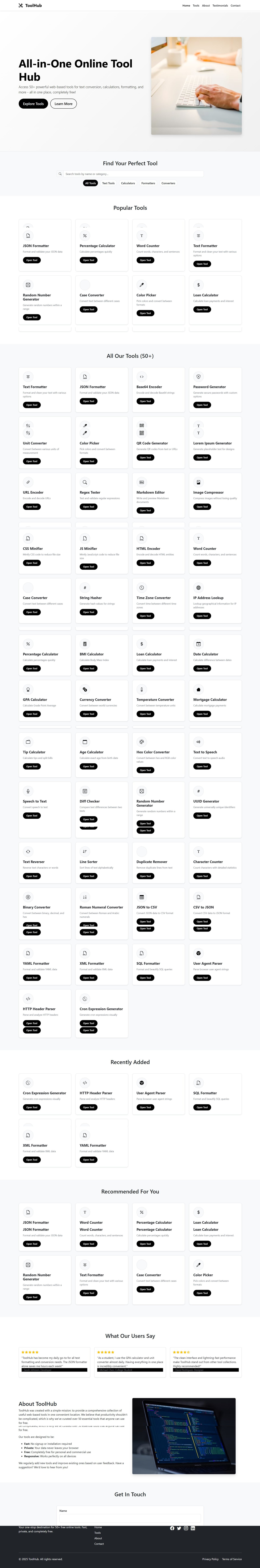Tools Converter Platform website design project
